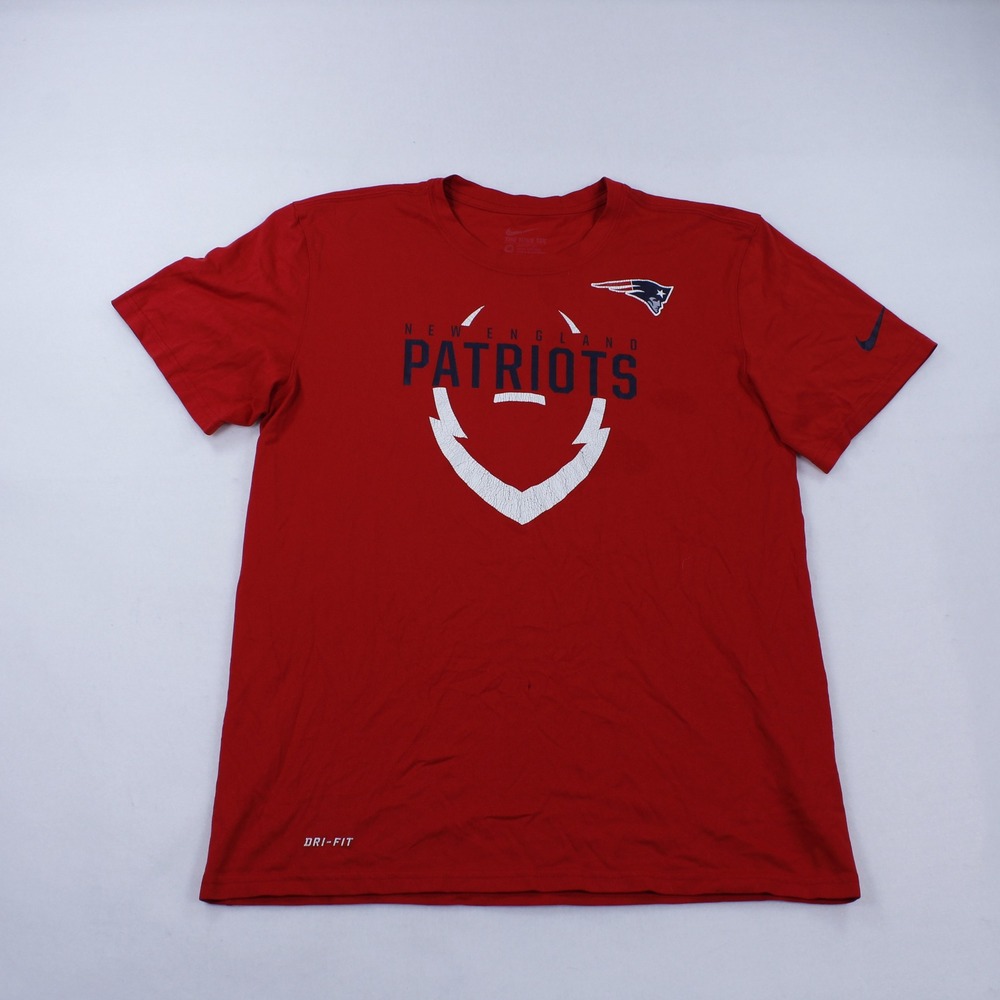 Nike Patriots Dri-Fit Shirt Men Medium Red Graphic Athletic Cut NFL Football Tee